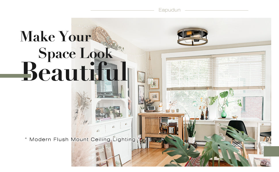 Farmhouse Ceiling Light, 13'' Imitation Wooden Flush Mount Ceiling Light Fixtures, Retro 2-Light Ceiling Lamp for Hallway Entryway Bedroom Kitchen Dining Room , UL Certification,free and fast delivery..