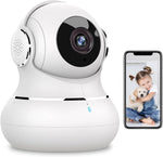 Littleelf Camera Surveillance Interieur, 2K Pet Cameras with Phone App for Dog/Baby Indoor Security Camera WiFi Baby Monitor with Motion & Sound Detection, 360° View Home Camera Works with Alexa