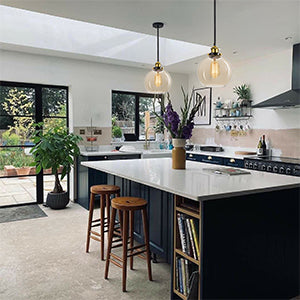 Pendant Lights Kitchen Island - 7.9 inches Island Lighting Fixtures, Glass Pendant Lights for Kitchen Island, Modern Clear Glass Globe Luminaire Suspendu for Dining Room, Socket and electric cord have passed the UL listing.Free and fast shipping
