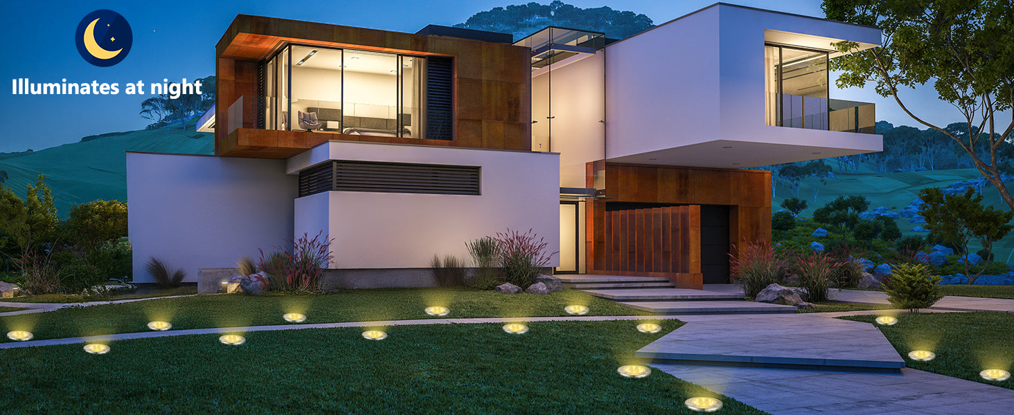 Solar Ground Lights Outdoor, 16 Pack 8 LED Solar Disk Lights Waterproof Garden In-ground Pathway Lights Landscape Lighting for Lawn,Yard,Deck,Patio,Walkway (Warm White),Fast and free delivery.