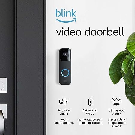 Blink Video Doorbell | Two-way audio, HD video, motion and chime app alerts, and Alexa enabled — wired or wire-free (Black)