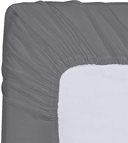 Cymak Bedding Full XL Fitted Sheet - Bottom Sheet - Deep Pocket - Soft Microfiber -Shrinkage and Fade Resistant-Easy Care -1 Fitted Sheet Only (Grey)