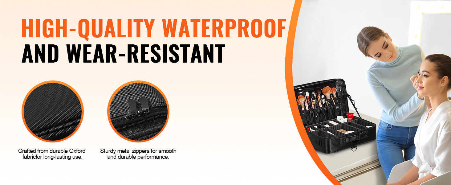 Makeup Train Case Large Storage 3 Tiers, Convenient Carry With Handle, Strap, Professional Waterproof Oxford Makeup Storage Organizer Box, Heavy Duty Make Up Carrier, Black,Free and Fast delivery.