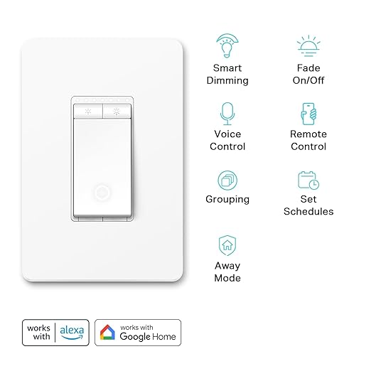 Smart Single Pole Dimmer Switch by TP-Link (HS220) -Dimmer Light Switch for LED Lights, Works with Alexa and Google Home, 1-Pack , White ( Packaging May Vary ),free and fast shipping. UL certified for safety use