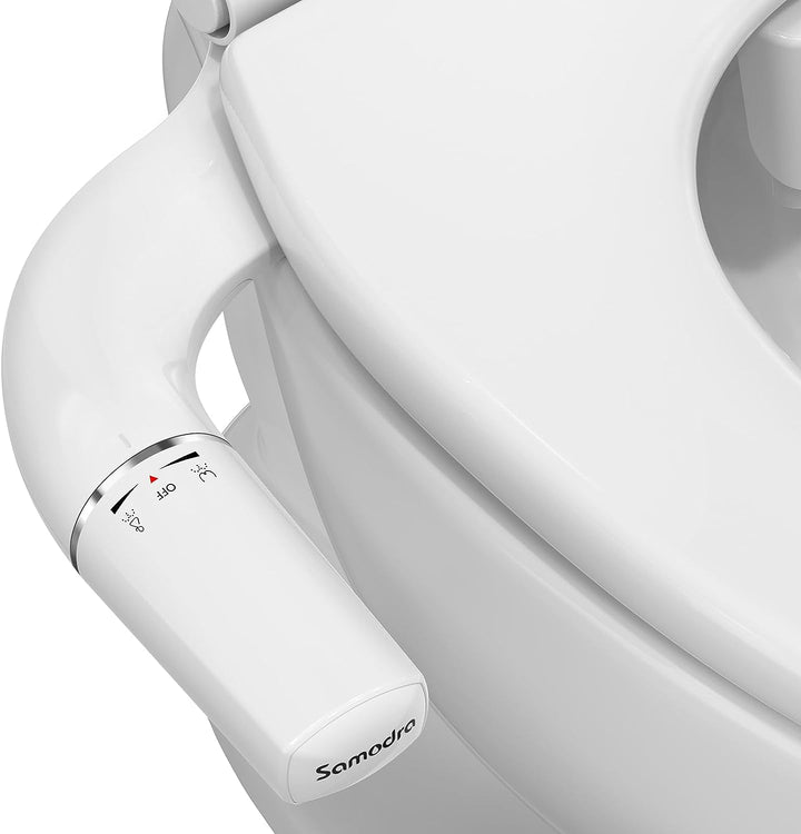 SAMODRA Ultra-Slim Bidet, Minimalist Bidet for Toilet with Non-Electric Dual Nozzle (Frontal & Rear Wash) Adjustable Water Pressure, Fresh Water Bidet Toilet Seat Attachment, Easy to Install