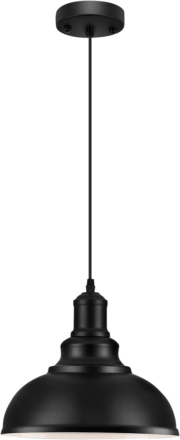 Pendant Lighting Vintage Industrial Fixtures, Black Metal Farmhouse Lights, Ceiling Lamp for Kitchen Home Island Dining Room Bedroom, 11.4 inches,Free and fast shipping.