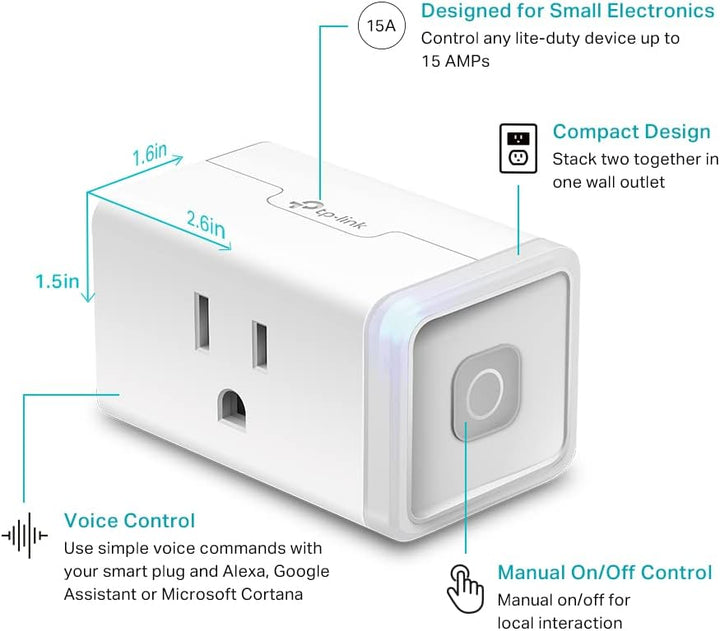 Smart Plug by TP-Link (HS103) - Smart Home WiFi Outlet Works with Alexa, Echo and Google Home, No Hub Required, Remote Control, 2.4GHz WiFi Required, 15 Amp, UL Certified