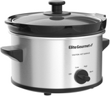 Elite Gourmet MST239X Dishwasher-Safe Glass Lid & Ceramic Pot Electric Slow Cooker, AdjCatable Temp, Entrees, Sauces, Stews and Dips, 2 Qt Capacity