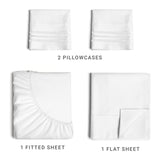 Cymak Queen/King 4 Piece Bedding Sheet Set - Breathable & Cooling Bed Sheets - Hotel Luxury Bed Sheets for Women & Men- Deep Pockets - Easy-fit - Soft & Wrinkle Free - Home Decor -White Oeko-Tex Bed Set
