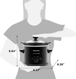 Elite Gourmet MST239X Dishwasher-Safe Glass Lid & Ceramic Pot Electric Slow Cooker, AdjCatable Temp, Entrees, Sauces, Stews and Dips, 2 Qt Capacity