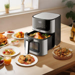 ASZ Compact 5 qt Air Fryer with Window - Portable Digital 5qt Small Airfryer - 8 Presets Bake Toast Broil Reheat Bacon, Non-Stick Basket + 2 Trays, Automatic Shutoff，Kitchen Appliance (4.7L)