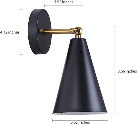 Modern Black Wall Sconces Lighting, 2 Pack Gold Rustic Wall Sconce Fixture Farmhouse Wall Lamp Simplicity Bronze Finish Arm Swing Industrial Wall Lights for Bedroom,Living Room,Reading,Kitchen, Certification ETL, Delivery 1 week, Free shipping to Canada.