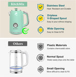 KitchMix Electric Tea Kettles1500W for Boiling Water, 1.7L Stainless Steel Tea Kettle with Thermometer, Auto Shut-Off & Boil-Dry, Cool Touch Handle, BPA Free Kettle & Hot Water Kettle