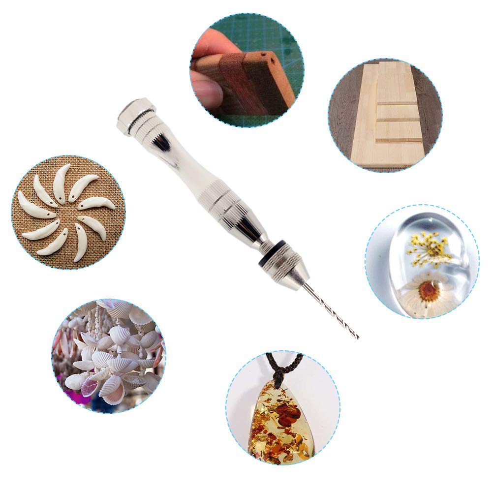 Hand Pin Vise with 20 Pcs Drill Bits, FineGood Precision Hand Drill Rotary Tool with Mini Twist Drill Bits Set for Resin Casting Molds, Jewelry Wood Plastic Making.Free and fast shipping.