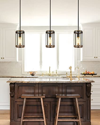 Farmhouse Pendant Light, Adjustable Hanging Light Fixtures with Matte Black and Wooden Grain Finish, Hanging Ceiling Lamp for Kitchen Living Room Bedroom Hallway..Certification UL, Delivery 10 days.Free shipping to Canada.