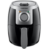 TurboFry 2-Quart Air Fryer, Personal Compact Healthy Fryer w/ Adjustable Temperature Control, 60 Minute Timer and Dishwasher Safe Basket, Black