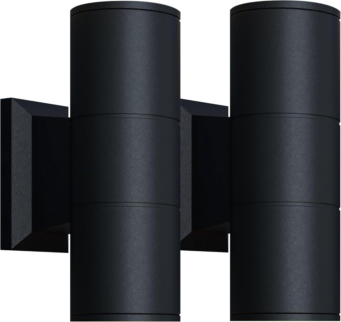 Strak Wall Sconce Light, 7-Inch Cylinder Up and Down Black Light, Modern Sconces Wall Lighting Matte Black Light Fixture, 3CCT (3000K/4000K/5000K) Selectable, Waterproof Wall Decor Light (Pack of 2)