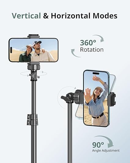 62" Phone Tripod &amp; Selfie Stick, Extendable Cell Phone Tripod Stand with Wireless Remote and Phone Holder, Compatible with iPhone Android Phone, Camera (Black)free and fast delivery.