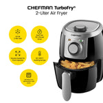 Cymak TurboFry 2-Quart Air Fryer, Personal Compact Healthy Fryer w/ Adjustable Temperature Control, 60 Minute Timer and Dishwasher Safe Basket, Black