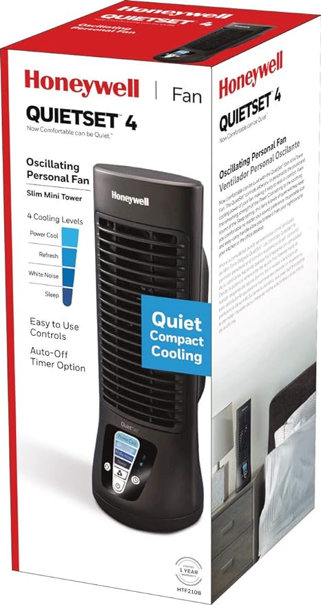 Honeywell HTF210B QuietSet Personal Table Fan, Black – Oscillating Personal Fan with Quiet Operation and 4 Levels of Power and Sound,FREE SHIPPING FAST DELIVERY