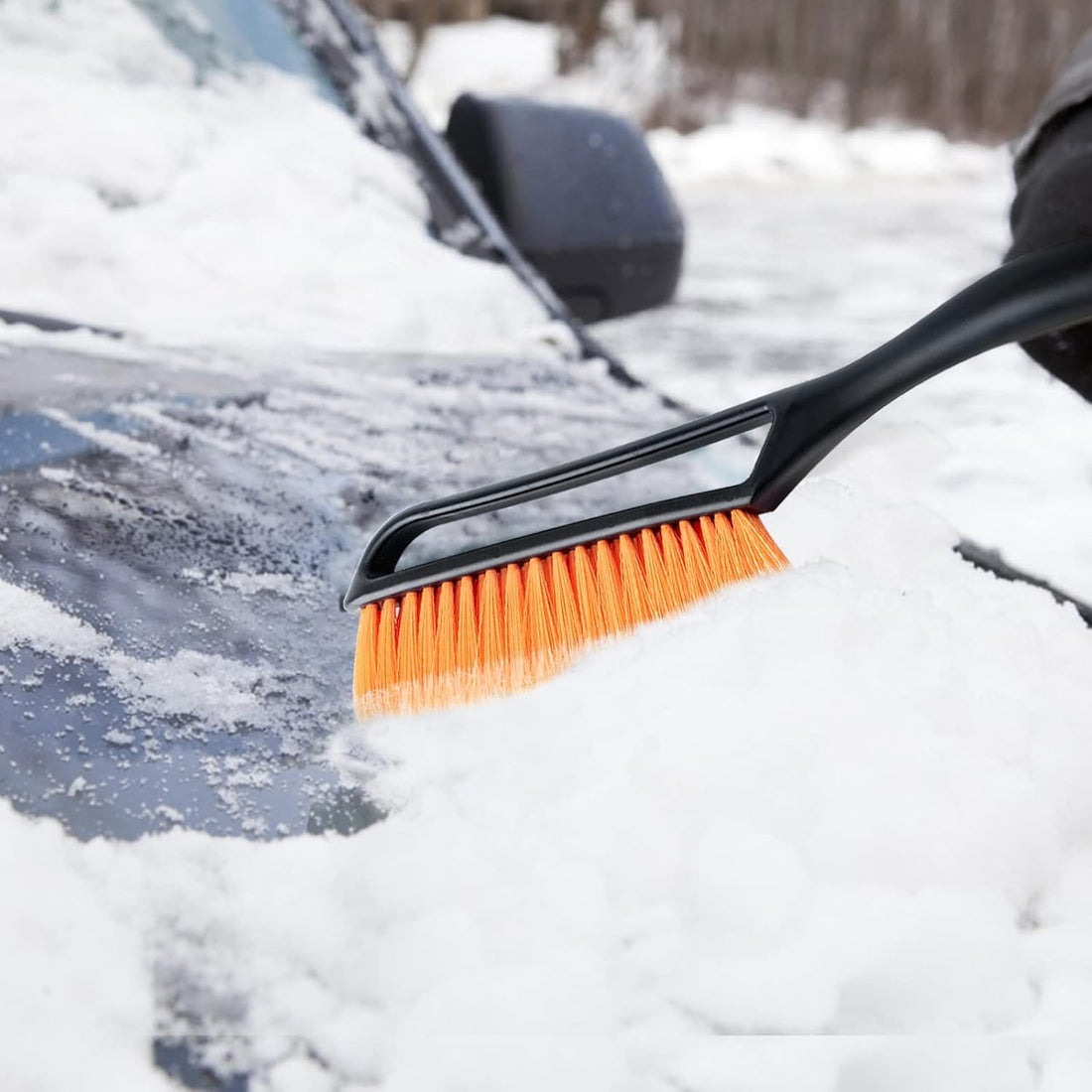 27" Snow Brush and Detachable Ice Scraper with Ergonomic Foam Grip for Cars, Trucks, SUVs (Heavy Duty ABS, PVC Brush, Orange),free and fast delivery