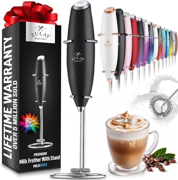 Kitchen Powerful Milk Frother Wand - Ultra Fast Handheld Drink Mixer - Electric Whisk Foam Maker for Coffee, Lattes, Cappuccino, Frappe, Matcha, Hot Chocolate & Coffee Creamer - Milk Boss Black,Free shipping fast delivery.