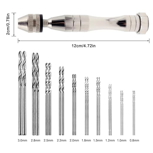 Hand Pin Vise with 20 Pcs Drill Bits, FineGood Precision Hand Drill Rotary Tool with Mini Twist Drill Bits Set for Resin Casting Molds, Jewelry Wood Plastic Making.Free and fast shipping.