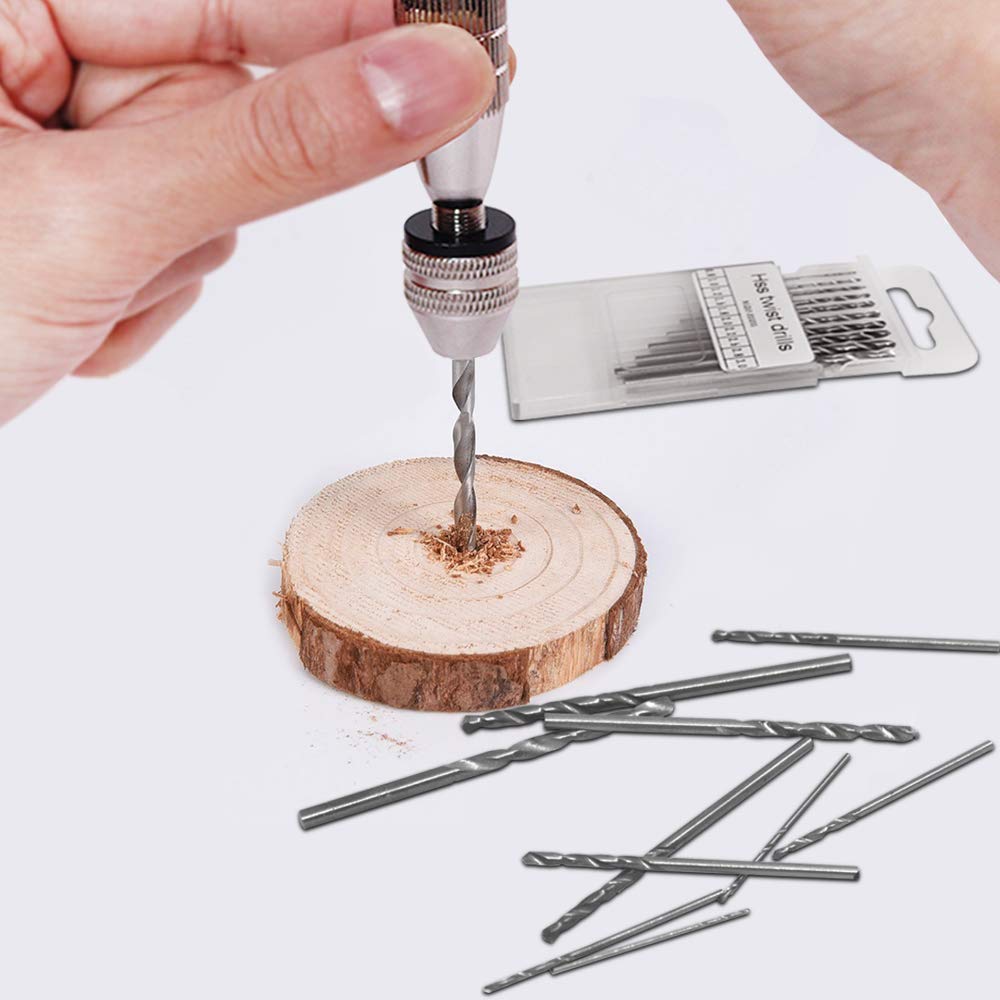 Hand Pin Vise with 20 Pcs Drill Bits, FineGood Precision Hand Drill Rotary Tool with Mini Twist Drill Bits Set for Resin Casting Molds, Jewelry Wood Plastic Making.Free and fast shipping.