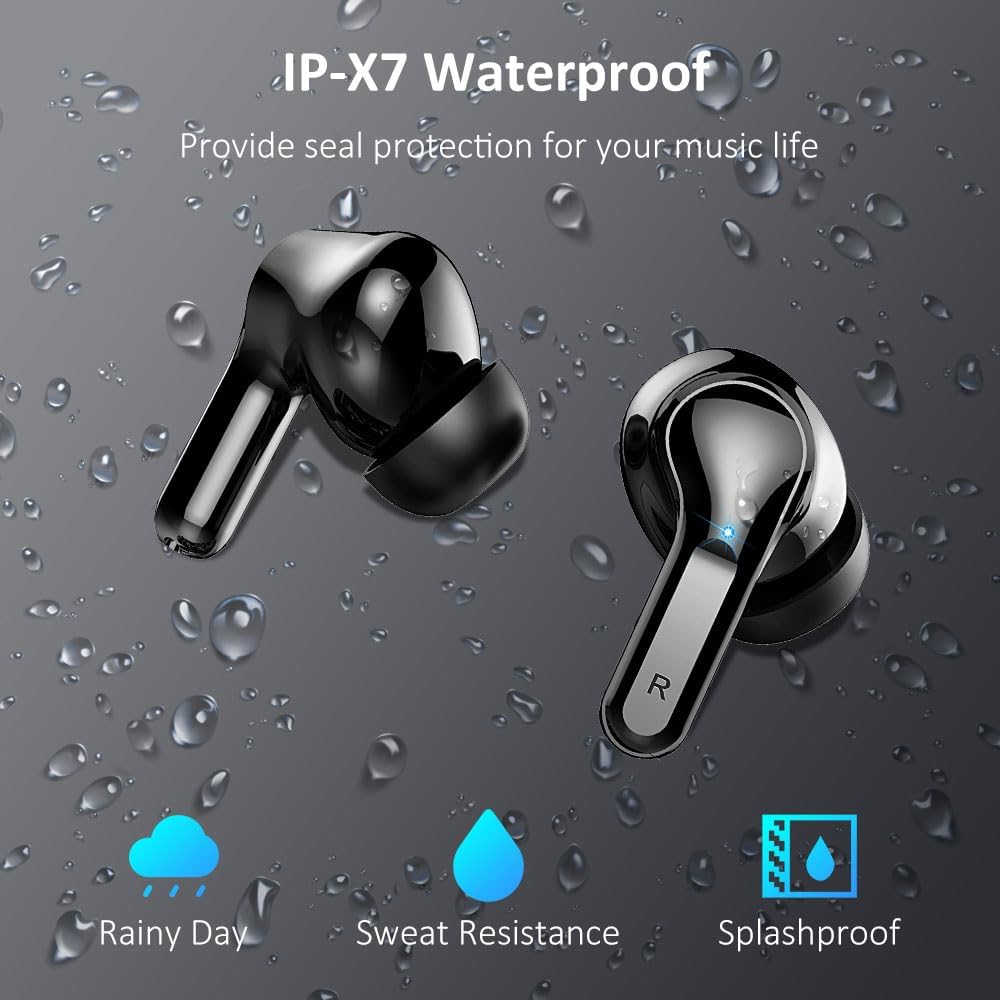 Wireless Earbuds, Bluetooth Headphones 5.3 NEW Ear Buds with 4 ENC Noise Cancelling Mic, Deep Bass HiFi Stereo 40H in Ear Earphones with LED Display, IP7 Waterproof Wireless Headphones for Android iOS