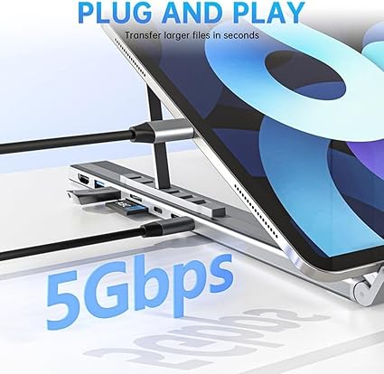 8-in-1 USB C Laptop Docking Station Stand, Laptop Tablet Stand Adjustable, SD/TF Card Slots Fast Charging, Multiport Adapter Computer Cooling Stand, Cooling Riser Office Workstation Hub, free shipping,delivery 8weeks.