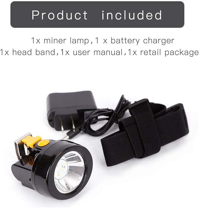 Waterproof Explosion-Proof LED Mining Light Rechargeable Mining Headlamp Miners Lamps KL2.8LM Cap Lights for Coal Miner Night Coon Hunting Headlamp (Yellow) .Fast and free delivery.