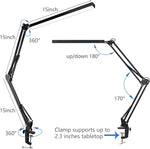 LED Architect Desk Lamp, Metal Swing Arm Dimmable Task Lamp, Eye Care Table Lamp with Clamp (3 Color Modes, 10-Level Dimmer, Memory Function) Highly Adjustable Office, Craft, Workbench Light,UL Listed AC Adapter, free and fast shipping.