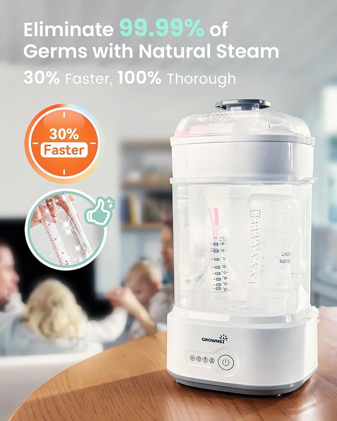 Bottle Sterilizer and Dryer, Compact Baby Bottle Sterilizer, Electric Steam Bottle Sanitizer for Baby Bottles, Pacifiers, Pump Parts,fast and free shipping.