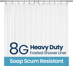 Cymak PEVA 8G Bathroom Shower Curtain Liner Clear, 8G Heavy Duty Waterproof Shower Curtain Liner