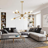 Sputnik Chandelier Light-8 Lights Brushed Brass Modern Pendant Lighting Gold Mid Century Ceiling Light Fixture for Dining Room Bed Room Kitchen Room UL Listed,Free delivery to Canada in one week.