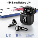 Wireless Earbuds Bluetooth 5.3 Headphones with 4 ENC Noise Cancelling Mics, 48H HiFi Stereo Wireless Headphones, Bluetooth Ear Buds with Dual LED Display, IP7 Waterproof Earphones Wireless for Running