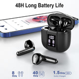 Wireless Earbuds Bluetooth 5.3 Headphones with 4 ENC Noise Cancelling Mics, 48H HiFi Stereo Wireless Headphones, Bluetooth Ear Buds with Dual LED Display, IP7 Waterproof Earphones Wireless for Running