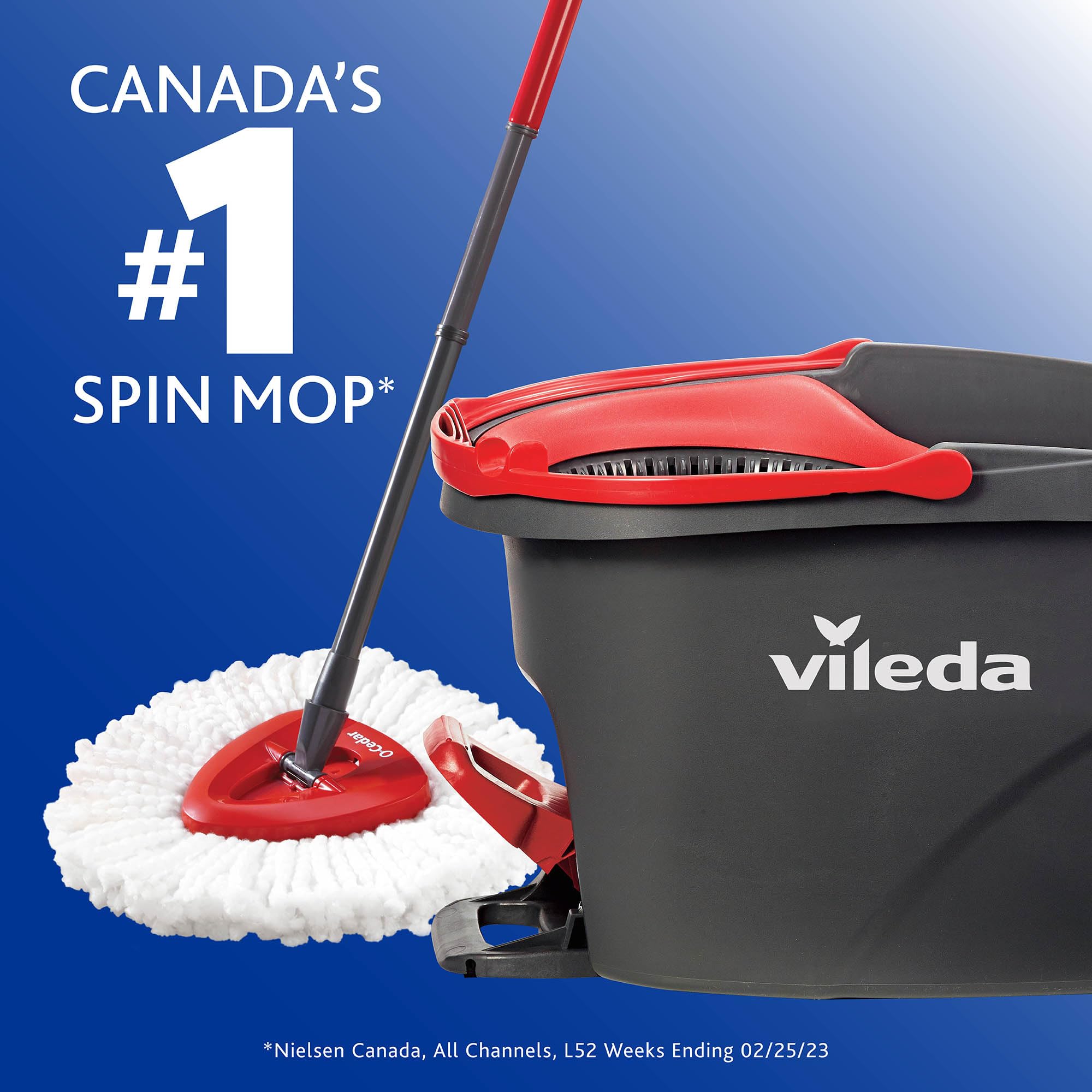Vileda EasyWring Microfibre Spin Mop & Bucket Floor Cleaning System (EasyWring System + 1 Refill)