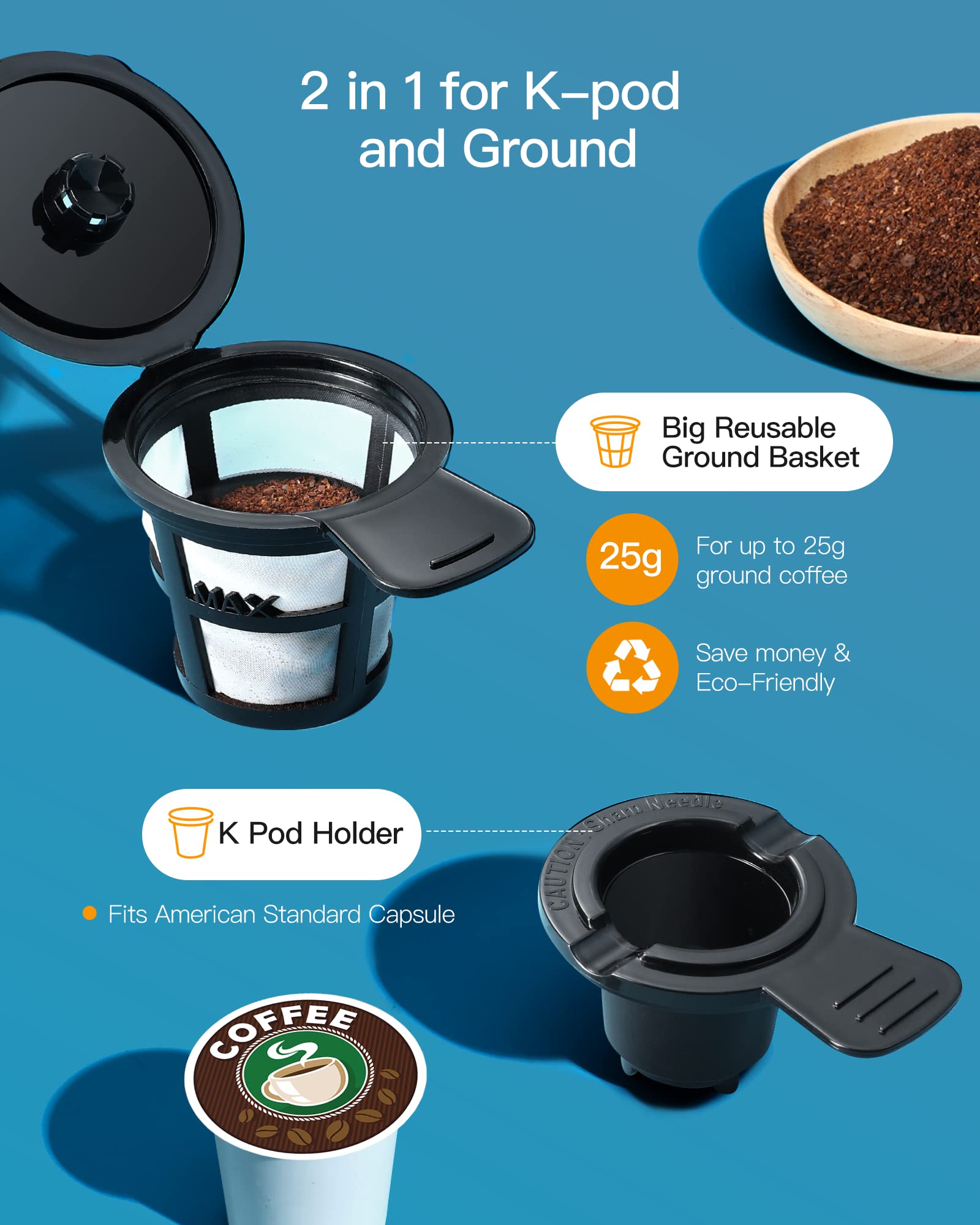 Cymak Iced Coffee Maker, Hot and Cold Coffee Maker Single Serve for K Cup and Ground, with Descaling Reminder and Self Cleaning, Iced Coffee Machine for Home, Office and RV