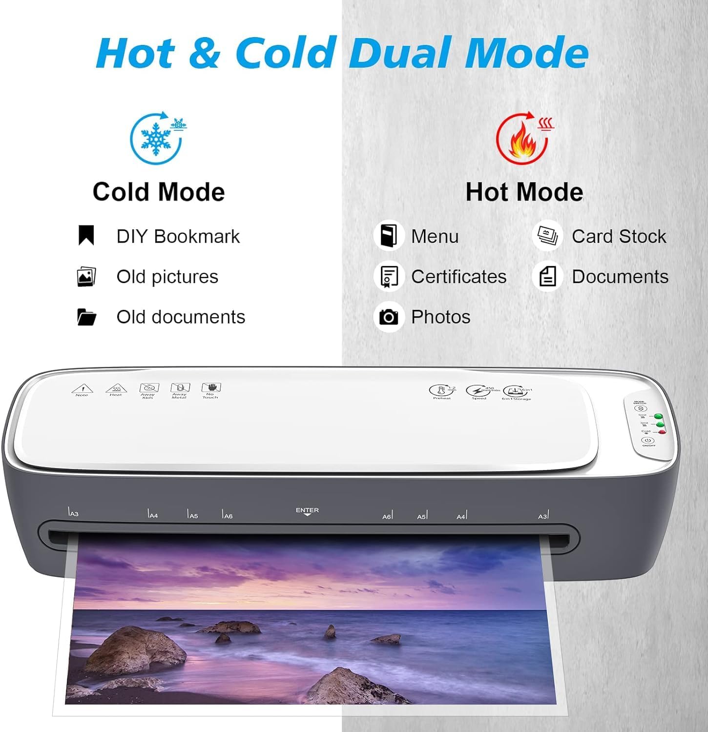 Laminator Machine and Sheets 13-Inch, Laminating Machine 11x17 Cold Thermal Laminator,white colour, 9 in 1 Lamination Machine 60s Warm-Up No Jam, for Home/School/Office use, Fast and free shipping.