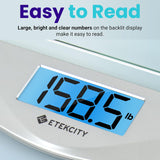 Digital Body Weight Bathroom Scale, Large Blue LCD Backlight Display, High Precision Measurements,6mm Tempered Glass, 400 Pounds