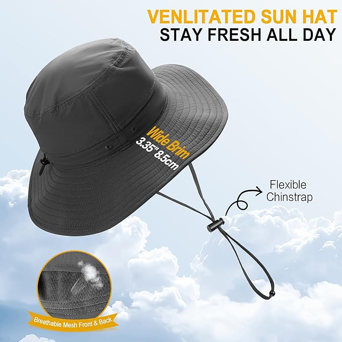 Sun Hat for Women and Men Sun Protection UPF 50+: Wide Brim Hat for Fishing, Waterproof Hat for Women for Hiking. Fast and free shipping.