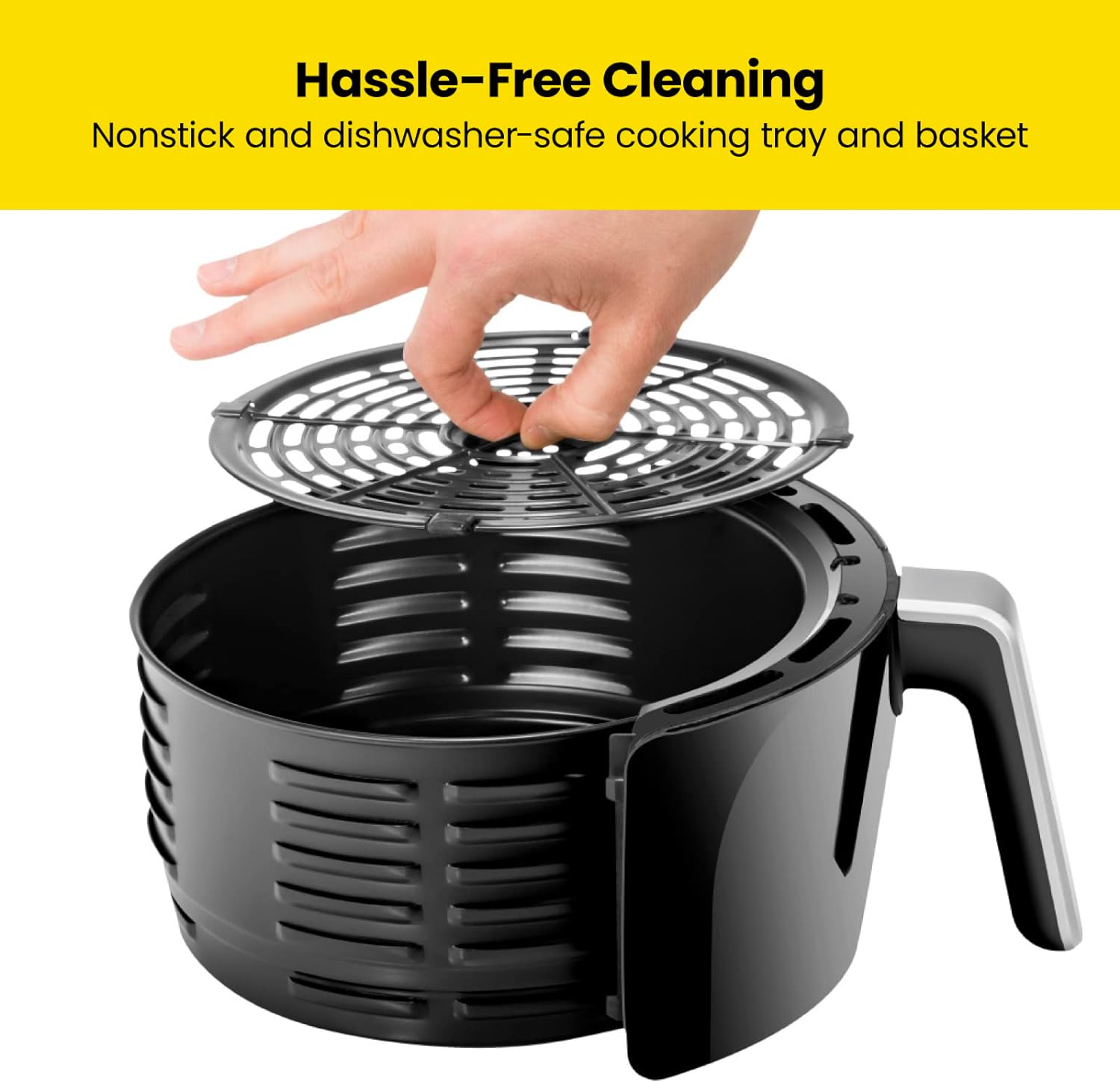 TurboFry 2-Quart Air Fryer, Personal Compact Healthy Fryer w/ Adjustable Temperature Control, 60 Minute Timer and Dishwasher Safe Basket, Black