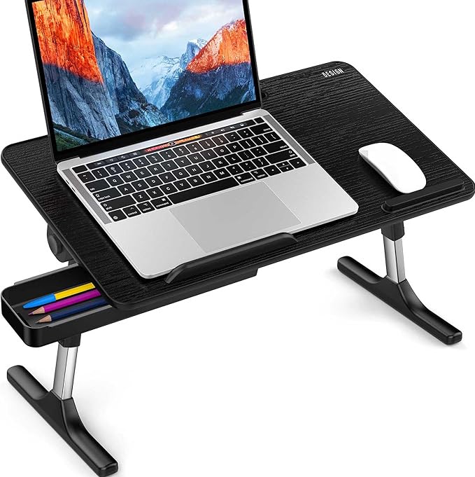 Adjustable Laptop Table, Lap Desk, Portable Standing Bed Desk, Foldable Sofa Breakfast Tray, Notebook Computer Stand for Reading and Writing (Black),fast and free shipping.