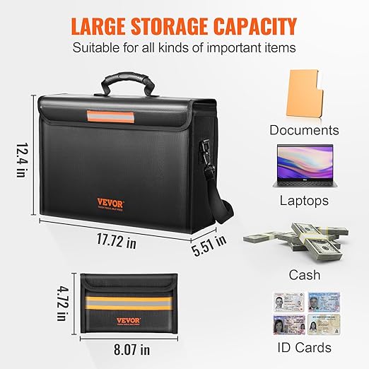 Fireproof Document Box, Fireproof Document Bag with 2000℉, 3-layer Folding Fireproof and Waterproof File Box 15.35x12.4x13.98 inch with Zipper, for Money, Documents, Jewelry and Passport,Free and delivery,