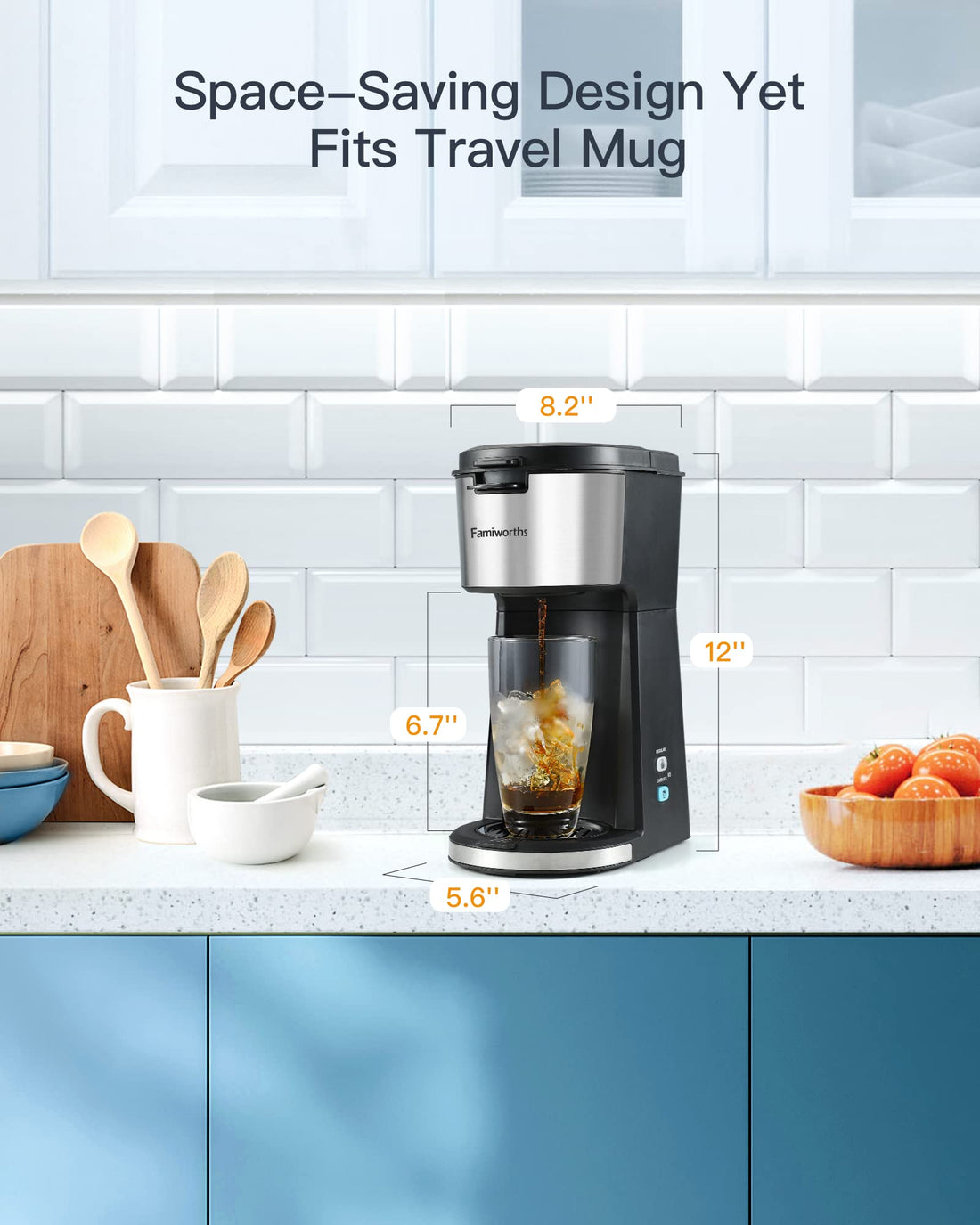 Cymak Iced Coffee Maker, Hot and Cold Coffee Maker Single Serve for K Cup and Ground, with Descaling Reminder and Self Cleaning, Iced Coffee Machine for Home, Office and RV