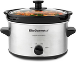 Elite Gourmet MST239X Dishwasher-Safe Glass Lid & Ceramic Pot Electric Slow Cooker, AdjCatable Temp, Entrees, Sauces, Stews and Dips, 2 Qt Capacity