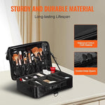 Makeup Train Case Large Storage 3 Tiers, Convenient Carry With Handle, Strap, Professional Waterproof Oxford Makeup Storage Organizer Box, Heavy Duty Make Up Carrier, Black,Free and Fast delivery.