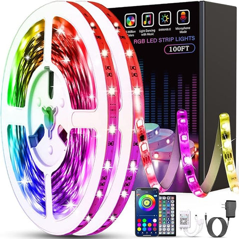 Led Lights for Bedroom 100ft(2 Rolls of 50ft) Smart Music Sync Color Changing LED Strip Lights with App and Remote Control RGB LED Strip, LED Lights for Room Home Party Decoration.Free shipping,fast delivery.