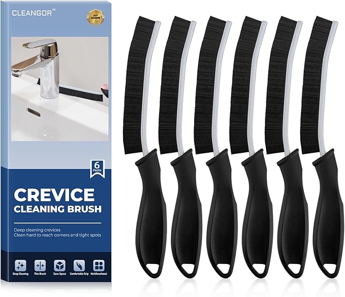 6 Crevice Cleaning Brushes, Cleaner Scrub Brush Tool for Hard to Reach Tight Space, Home Essentials, Cleaning Supplies for Shower, Bathroom, Kitchen, Toilet, Window, fast and free delivery.